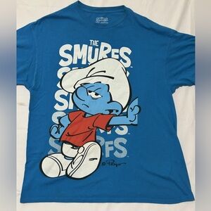 The Smurfs Licensed Graphic Tee Blue Men's XL P2P 25-30 Women's 2X NWOT